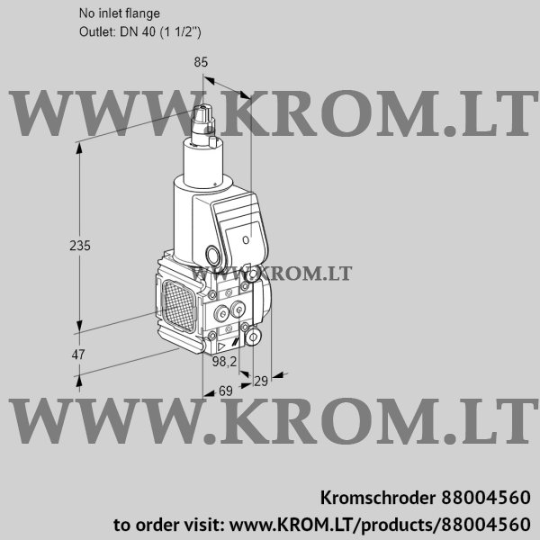 Kromschroder VAS 2T-/40N/LQ, 88004560 gas solenoid valve, 88004560