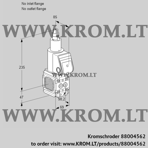 Kromschroder VAS 2T-/LQ, 88004562 gas solenoid valve, 88004562