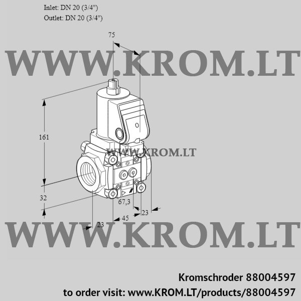 Kromschroder VAS 120R/NKGR, 88004597 gas solenoid valve, 88004597