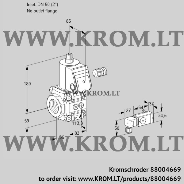 Kromschroder VAS 350/-R/NW, 88004669 gas solenoid valve, 88004669