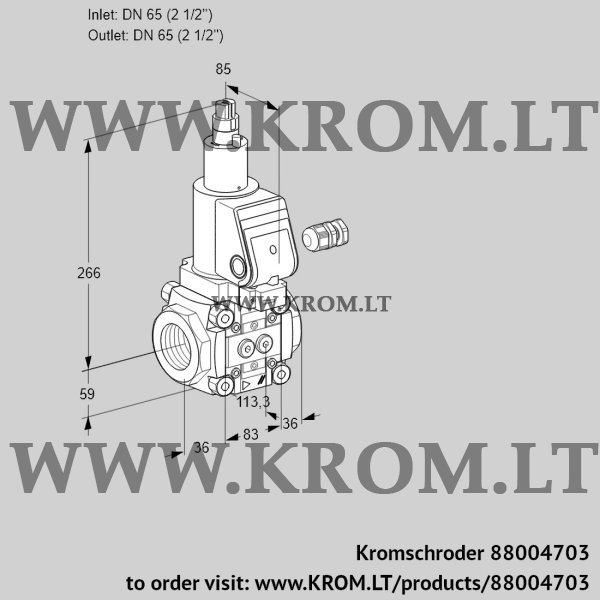 Kromschroder VAS 365R/LQSR, 88004703 gas solenoid valve, 88004703