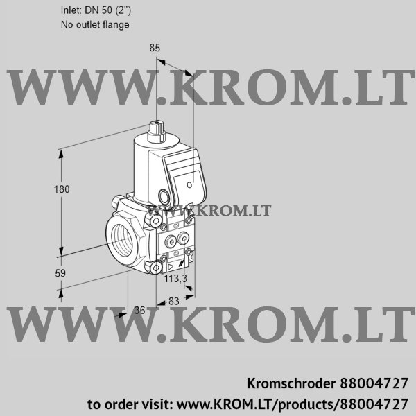 Kromschroder VAS 3T50/-N/NQ, 88004727 gas solenoid valve, 88004727