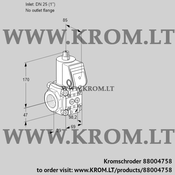 Kromschroder VAS 2T25/-N/NQ, 88004758 gas solenoid valve, 88004758