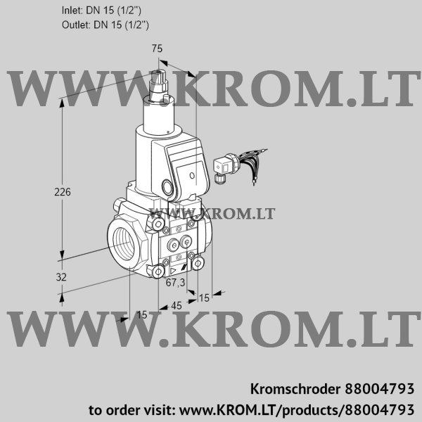 Kromschroder VAS 115R/LKSR, 88004793 gas solenoid valve, 88004793