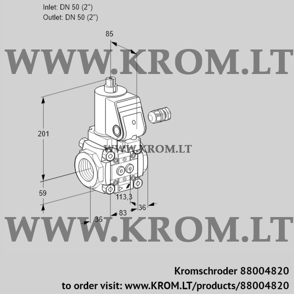 Kromschroder VAS 350R/NKSR, 88004820 gas solenoid valve, 88004820