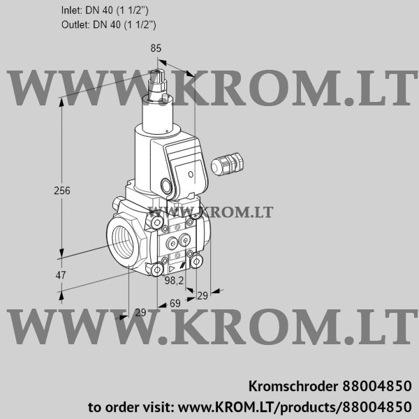 Kromschroder VAS 240R/LKSR, 88004850 gas solenoid valve, 88004850