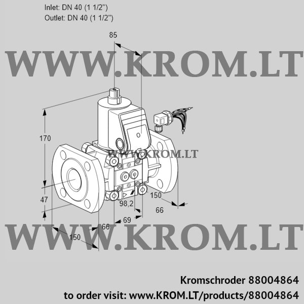 Kromschroder VAS 240F/NW, 88004864 gas solenoid valve, 88004864