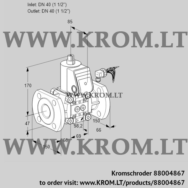 Kromschroder VAS 240F/NQ, 88004867 gas solenoid valve, 88004867