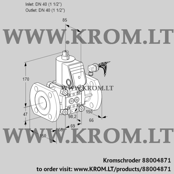 Kromschroder VAS 240F/NK, 88004871 gas solenoid valve, 88004871