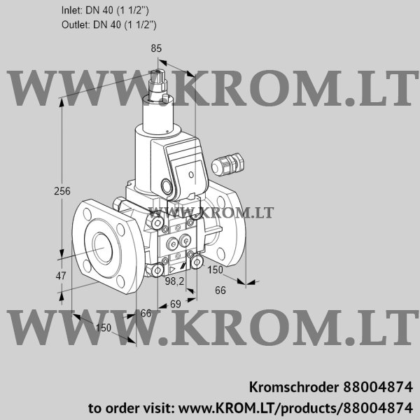 Kromschroder VAS 240F/LKSR, 88004874 gas solenoid valve, 88004874