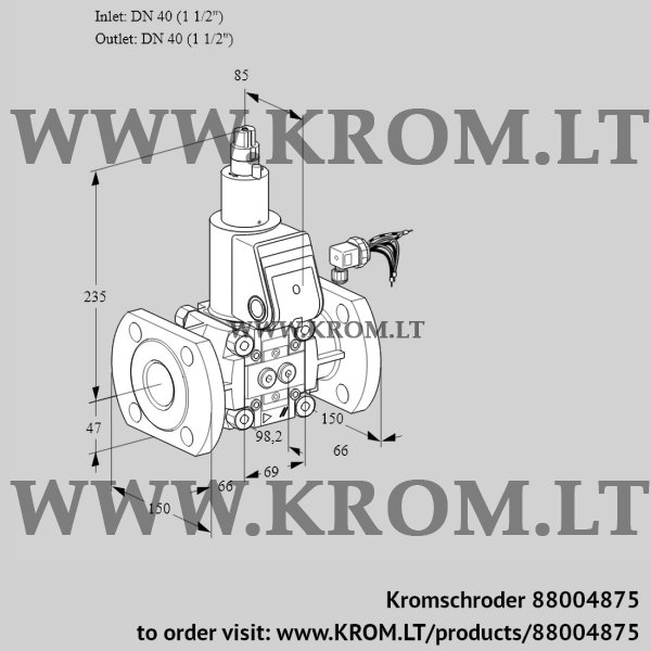 Kromschroder VAS 240F/LK, 88004875 gas solenoid valve, 88004875