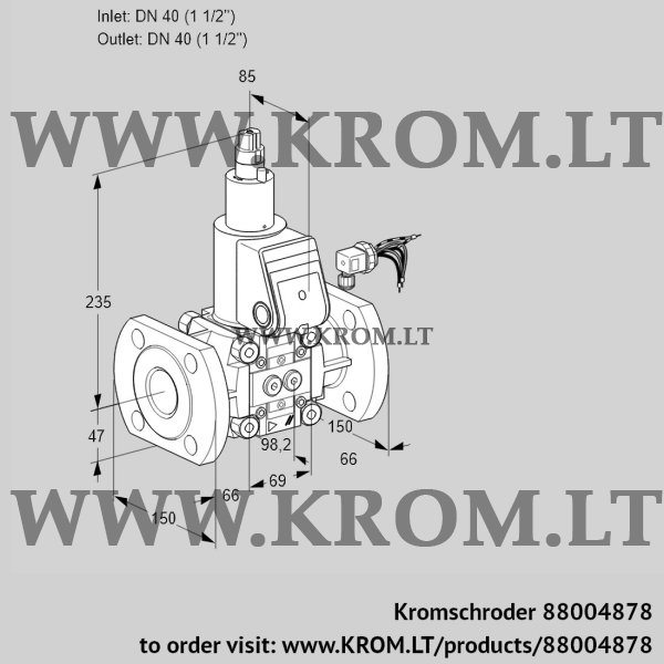 Kromschroder VAS 240F/LQ, 88004878 gas solenoid valve, 88004878