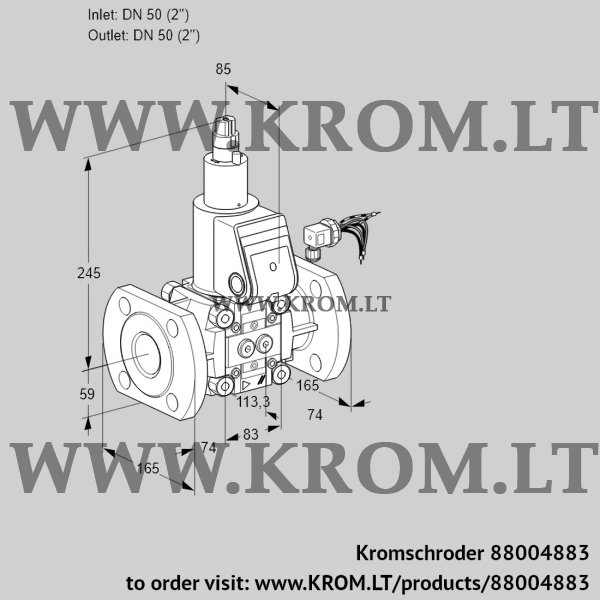 Kromschroder VAS 350F/LW, 88004883 gas solenoid valve, 88004883