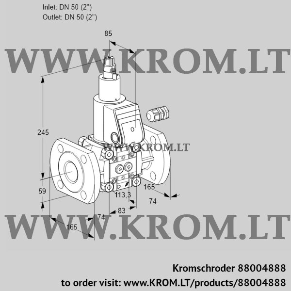 Kromschroder VAS 350F/LK, 88004888 gas solenoid valve, 88004888