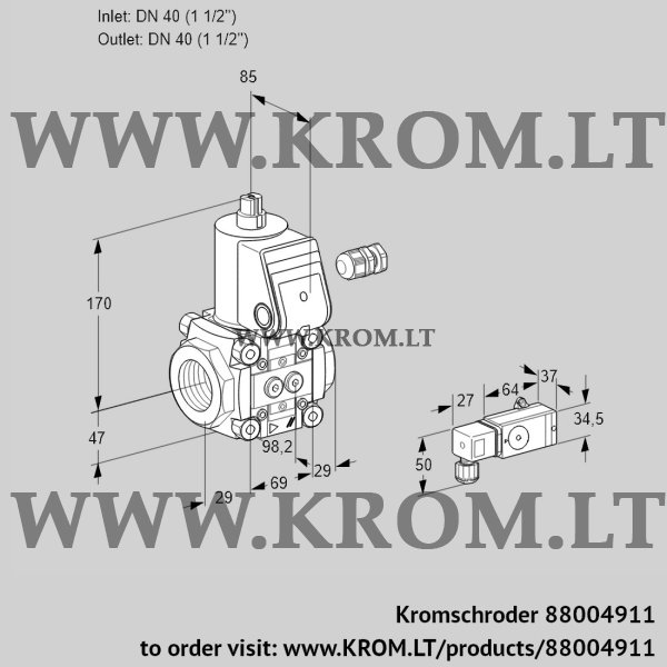 Kromschroder VAS 240R/NW, 88004911 gas solenoid valve, 88004911