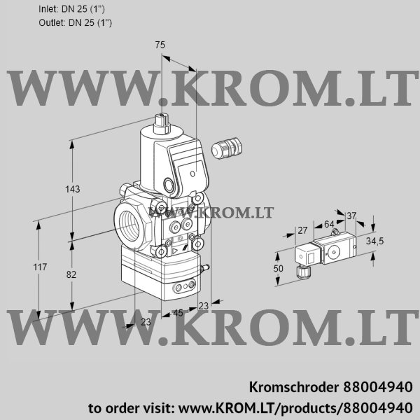 Kromschroder VAD 125R/NW-100A, 88004940 pressure regulator, 88004940