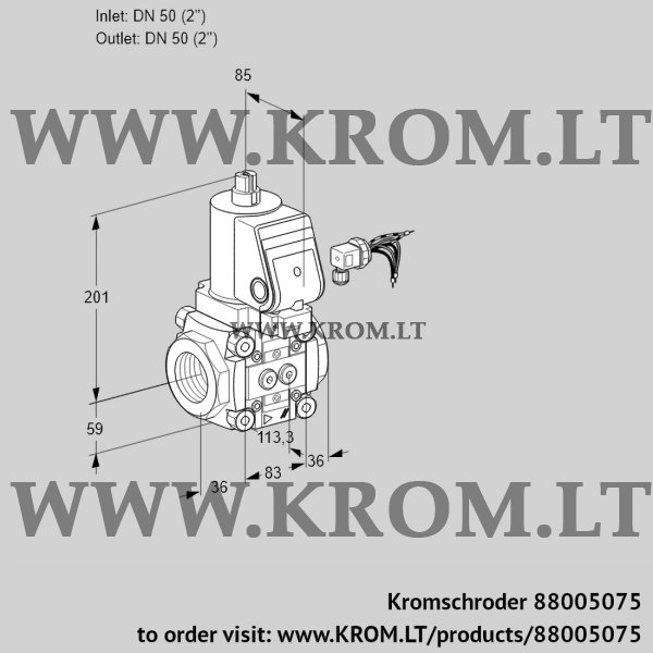 Kromschroder VAS 350R/NKGR, 88005075 gas solenoid valve, 88005075