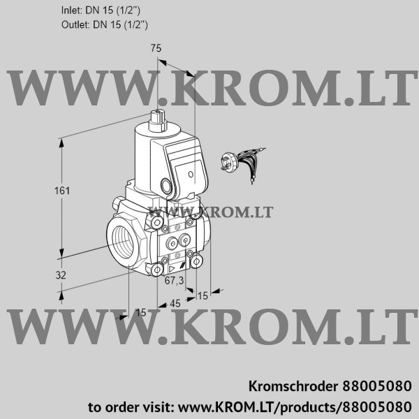 Kromschroder VAS 115R/NWSR, 88005080 gas solenoid valve, 88005080