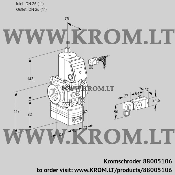 Kromschroder VAD 125R/NW-100A, 88005106 pressure regulator, 88005106