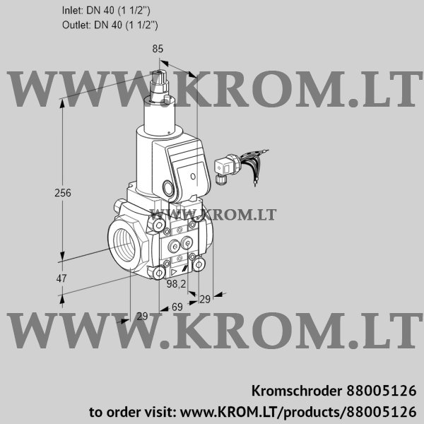 Kromschroder VAS 240R/LQSR, 88005126 gas solenoid valve, 88005126