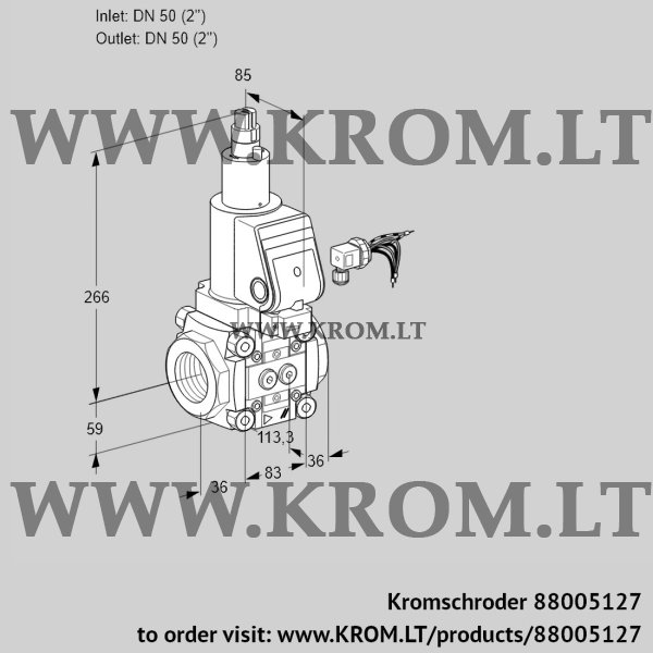 Kromschroder VAS 350R/LQSR, 88005127 gas solenoid valve, 88005127