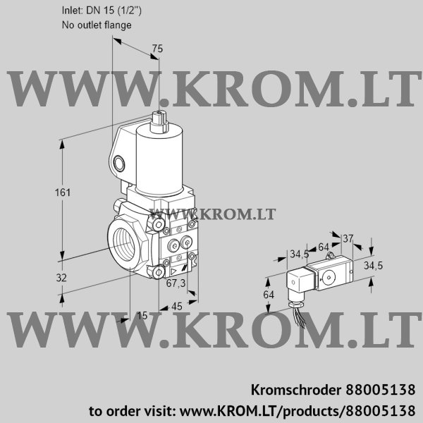 Kromschroder VAS 1T15/-N/NQSL, 88005138 gas solenoid valve, 88005138