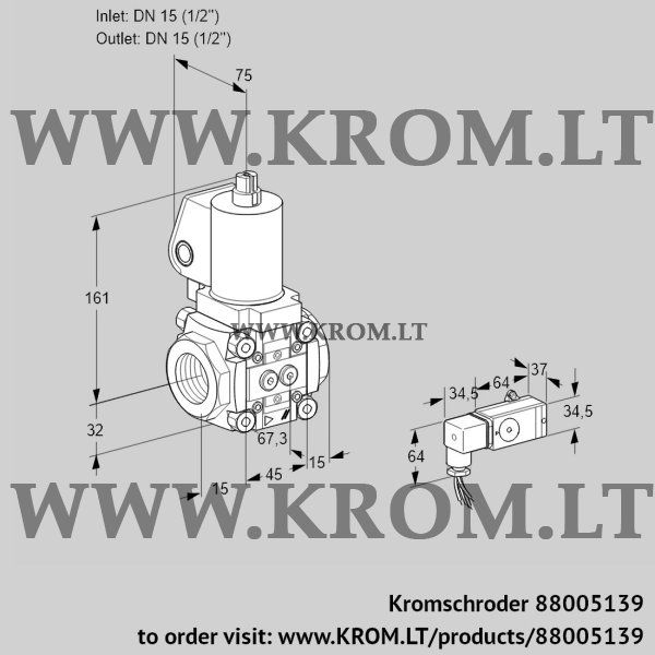 Kromschroder VAS 1T15N/NQSL, 88005139 gas solenoid valve, 88005139