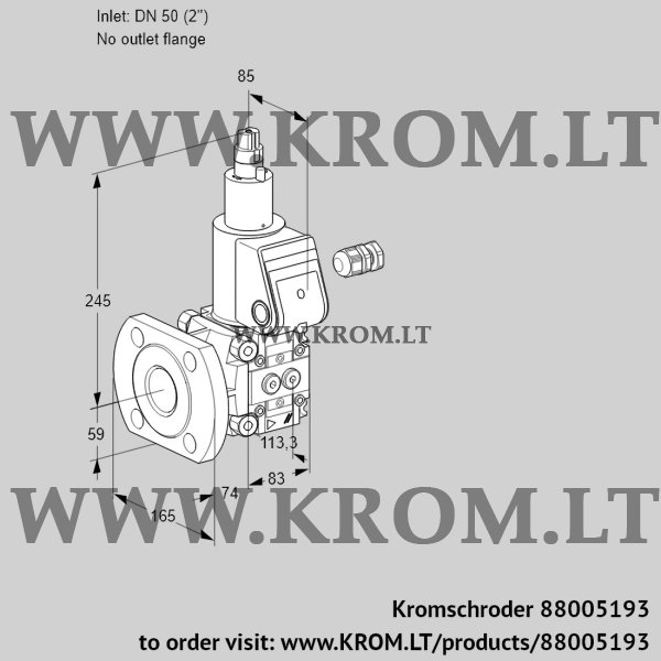 Kromschroder VAS 350/-F/LW, 88005193 gas solenoid valve, 88005193