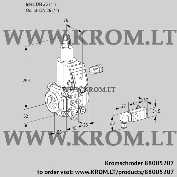 Kromschroder VAS 125R/LW, 88005207 gas solenoid valve, 88005207