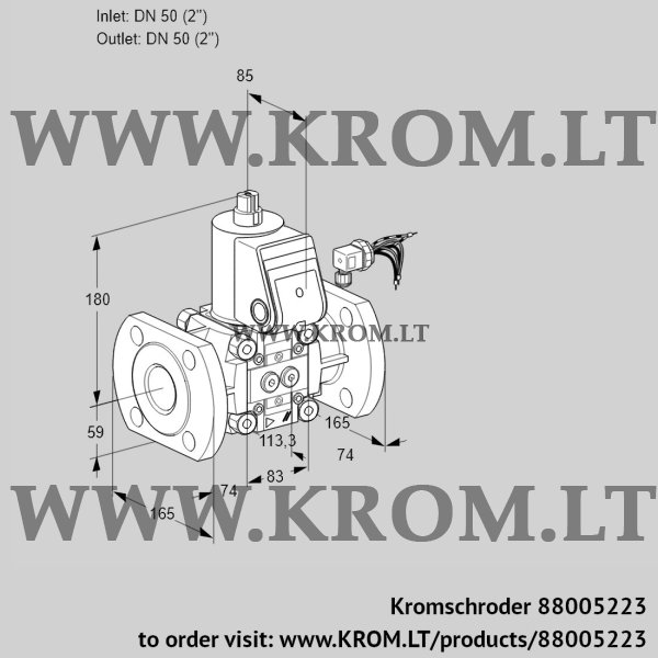 Kromschroder VAS 350F/NW, 88005223 gas solenoid valve, 88005223