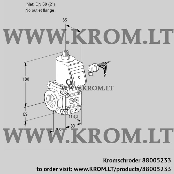 Kromschroder VAS 350/-R/NK, 88005233 gas solenoid valve, 88005233