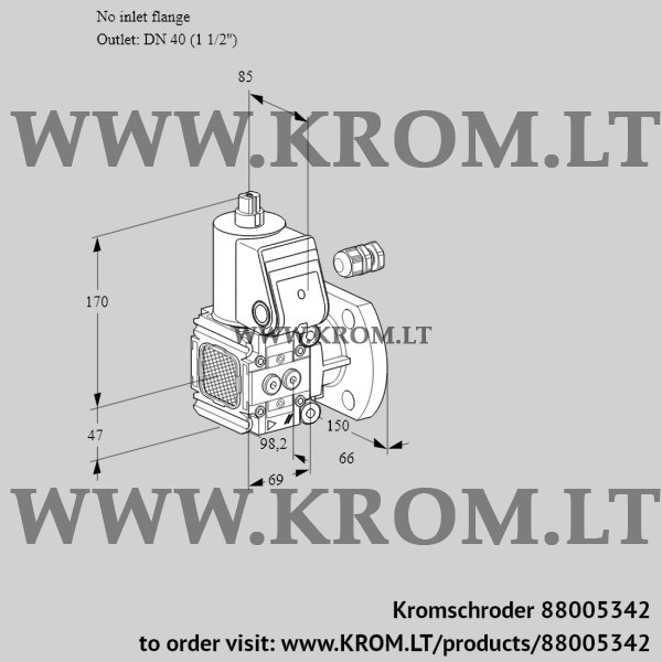 Kromschroder VAS 2-/40F/NW, 88005342 gas solenoid valve, 88005342