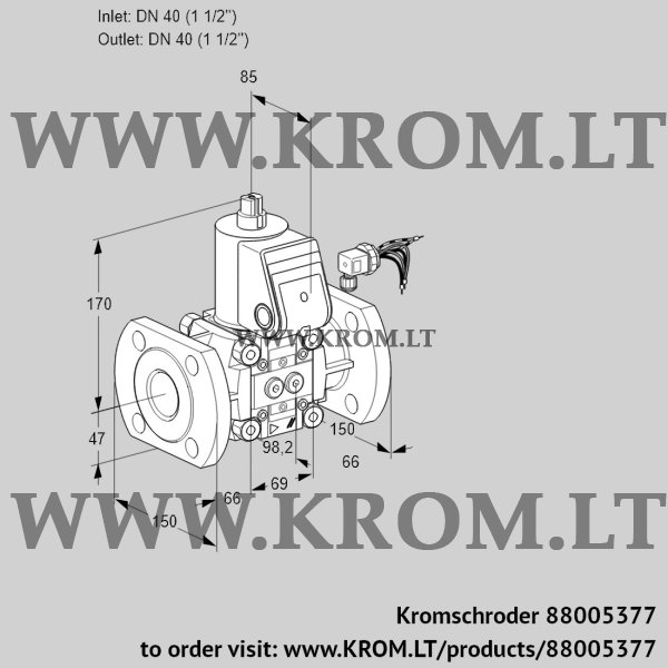 Kromschroder VAS 240F/NK, 88005377 gas solenoid valve, 88005377