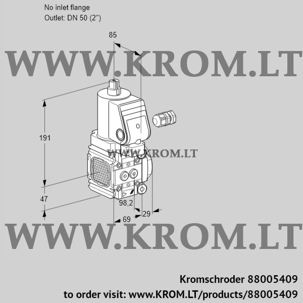 Kromschroder VAS 2-/50R/NWGR, 88005409 gas solenoid valve, 88005409