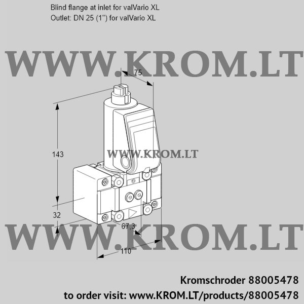 Kromschroder VAS 1W0/W25R/NW, 88005478 gas solenoid valve, 88005478