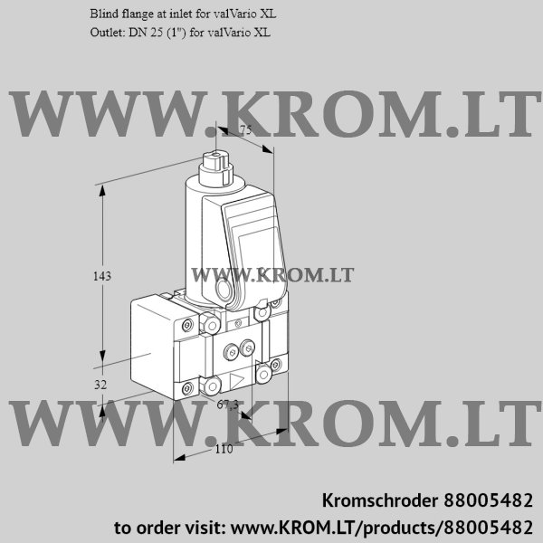 Kromschroder VAS 1W0/W25R/NW, 88005482 gas solenoid valve, 88005482