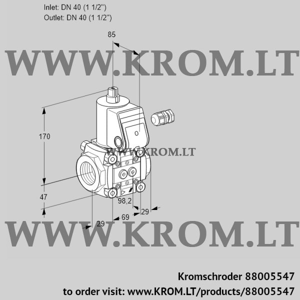 Kromschroder VAS 240R/NK, 88005547 gas solenoid valve, 88005547