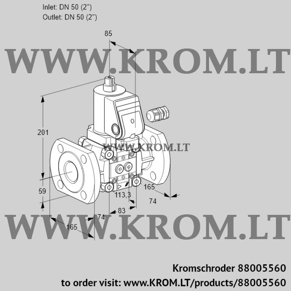 Kromschroder VAS 350F/NKGR, 88005560 gas solenoid valve, 88005560