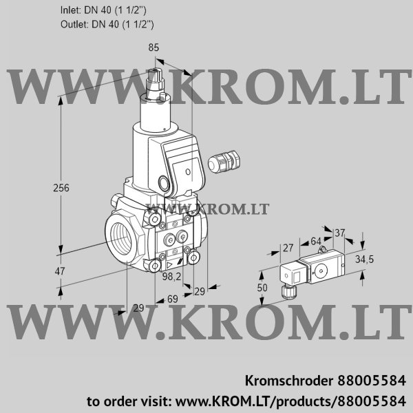 Kromschroder VAS 240R/LWSR, 88005584 gas solenoid valve, 88005584