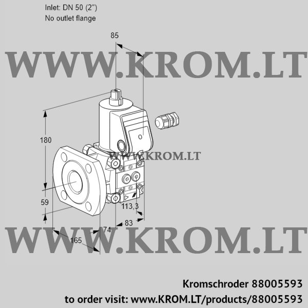 Kromschroder VAS 350/-F/NW, 88005593 gas solenoid valve, 88005593