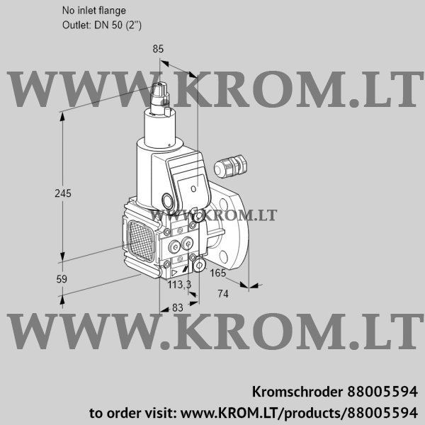 Kromschroder VAS 3-/50F/LW, 88005594 gas solenoid valve, 88005594