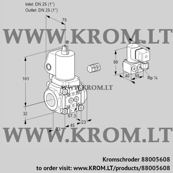 Kromschroder VAS 125R/NWGL, 88005608 gas solenoid valve, 88005608