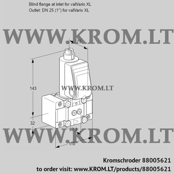 Kromschroder VAS 1W0/W25R/NW, 88005621 gas solenoid valve, 88005621