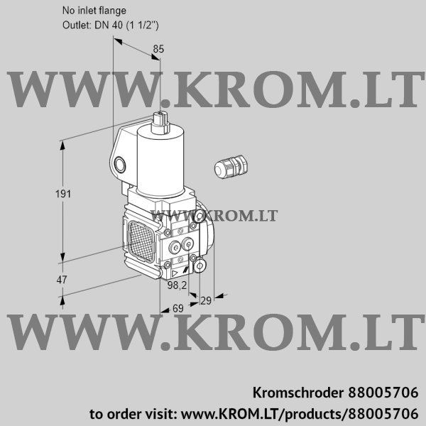 Kromschroder VAS 2-/40R/NWSL, 88005706 gas solenoid valve, 88005706