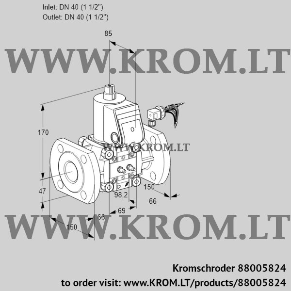 Kromschroder VAS 240F/NW, 88005824 gas solenoid valve, 88005824