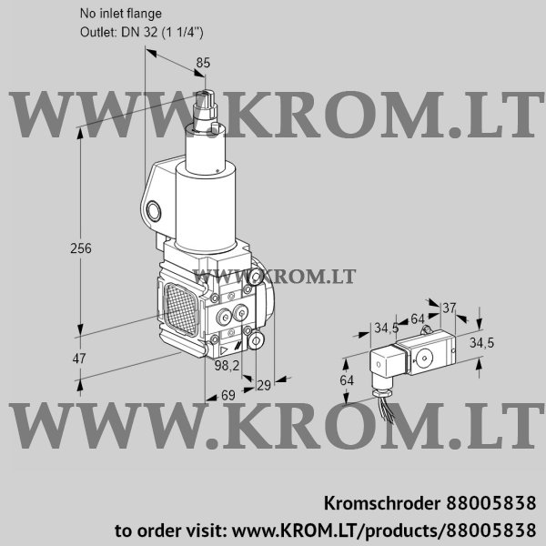 Kromschroder VAS 2T-/32N/LQSL, 88005838 gas solenoid valve, 88005838