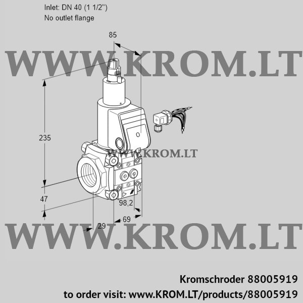 Kromschroder VAS 240/-R/LW, 88005919 gas solenoid valve, 88005919