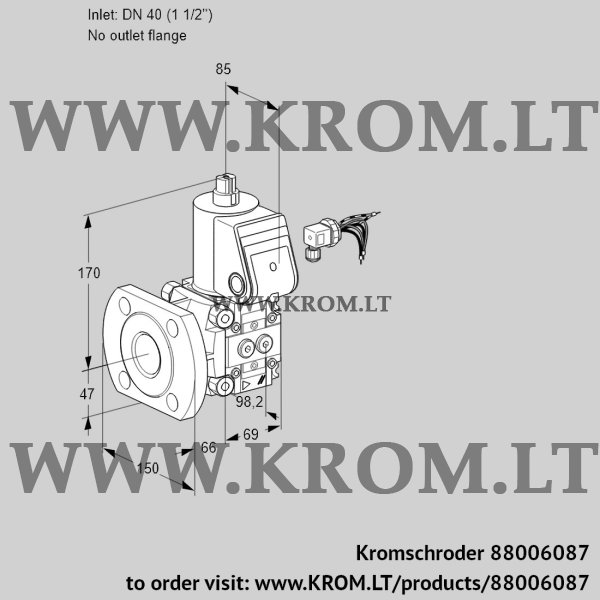 Kromschroder VAS 240/-F/NW, 88006087 gas solenoid valve, 88006087