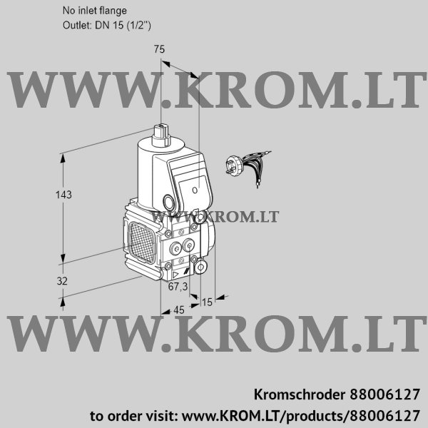 Kromschroder VAS 1-/15R/NW, 88006127 gas solenoid valve, 88006127