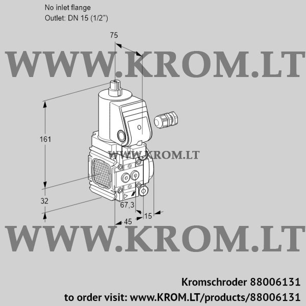 Kromschroder VAS 1-/15R/NQGR, 88006131 gas solenoid valve, 88006131